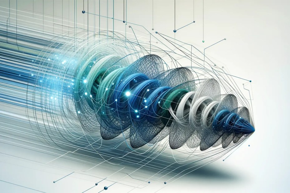 Rede abstrata de linhas entrelaçadas simbolizando Threads Virtuais em Java para concorrência.